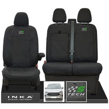 Load image into Gallery viewer, The All New Ford Transit Custom INKA Front 1+2 Tailored Waterproof Seat Covers Set Black MY-2024 Onwards - S-TECH Embroidery
