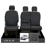 Vauxhall Opel Combo INKA Front 1+2 Set Tailored Waterproof Seat Covers Black MY-2018 Onwards - Plain Embroidery