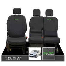 Load image into Gallery viewer, Vauxhall Opel Combo INKA Front 1+2 Set Tailored Waterproof Seat Covers Black MY-2018 Onwards - CV Racing Embroidery
