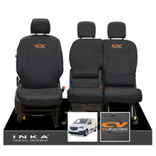 Load image into Gallery viewer, Vauxhall Opel Combo INKA Front 1+2 Set Tailored Waterproof Seat Covers Black MY-2018 Onwards - CV Racing Embroidery
