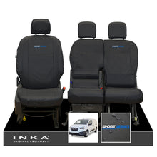 Load image into Gallery viewer, Vauxhall Opel Combo INKA Front 1+2 Set Tailored Waterproof Seat Covers Black MY-2018 Onwards - Sport-Series Embroidery
