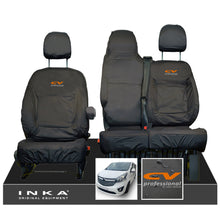 Load image into Gallery viewer, Vauxhall Vivaro B X82 SPORTIVE Front 1+2 INKA Tailored Waterproof Seat Covers Black MY-14-18 (Choice of 7 Colours) - CV Professional Embroidery
