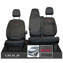 Load image into Gallery viewer, Vauxhall Vivaro B X82 SPORTIVE Front 1+2 INKA Tailored Waterproof Seat Covers Black MY-14-18 (Choice of 7 Colours) - CV Professional Embroidery
