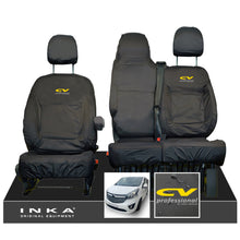 Load image into Gallery viewer, Vauxhall Vivaro B X82 SPORTIVE Front 1+2 INKA Tailored Waterproof Seat Covers Black MY-14-18 (Choice of 7 Colours) - CV Professional Embroidery
