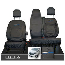 Load image into Gallery viewer, Vauxhall Vivaro B X82 SPORTIVE Front 1+2 INKA Tailored Waterproof Seat Covers Black MY-14-18 (Choice of 7 Colours) - Sport-Series Embroidery
