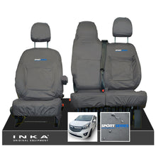 Load image into Gallery viewer, Vauxhall Vivaro B X82 SPORTIVE Front 1+2 INKA Tailored Waterproof Seat Covers Grey MY-14-18 (Choice of 7 Colours) - Sport-Series Embroidery
