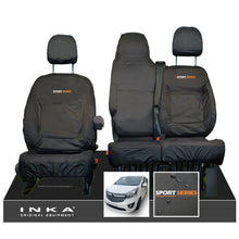 Load image into Gallery viewer, Vauxhall Vivaro B X82 SPORTIVE Front 1+2 INKA Tailored Waterproof Seat Covers Black MY-14-18 (Choice of 7 Colours) - Sport-Series Embroidery
