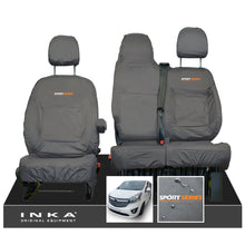 Load image into Gallery viewer, Vauxhall Vivaro B X82 SPORTIVE Front 1+2 INKA Tailored Waterproof Seat Covers Grey MY-14-18 (Choice of 7 Colours) - Sport-Series Embroidery

