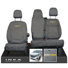 Load image into Gallery viewer, Vauxhall Vivaro B X82 SPORTIVE Front 1+2 INKA Tailored Waterproof Seat Covers Grey MY-14-18 (Choice of 7 Colours) - Sport-Series Embroidery
