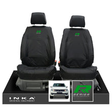 Load image into Gallery viewer, VW Amarok INKA Front Set 1+1 Fully Tailored Waterproof Seat Covers Black MY-10-21 [Choice of 7 Colours] - R-Series Embroidery
