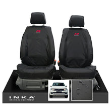 Load image into Gallery viewer, VW Amarok INKA Front Set 1+1 Fully Tailored Waterproof Seat Covers Black MY-10-21 [Choice of 7 Colours] - R-Series Embroidery
