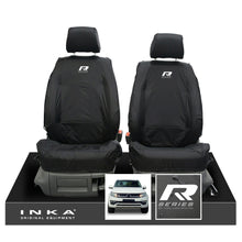 Load image into Gallery viewer, VW Amarok INKA Front Set 1+1 Fully Tailored Waterproof Seat Covers Black MY-10-21 [Choice of 7 Colours] - R-Series Embroidery
