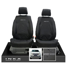Load image into Gallery viewer, VW Amarok INKA Front Set 1+1 Fully Tailored Waterproof Seat Covers Black MY-10-21 [Choice of 7 Colours] - Sport-Series Embroidery
