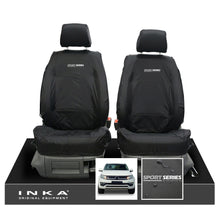 Load image into Gallery viewer, VW Amarok INKA Front Set 1+1 Fully Tailored Waterproof Seat Covers Black MY-10-21 [Choice of 7 Colours] - Sport-Series Embroidery
