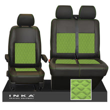 Load image into Gallery viewer, VW Transporter T6.1, T6, T5.1 Front 1+2 INKA Bentley Leatherette Suedetara Tailored Seat Covers Black Fits Panel Van &amp; Kombi
