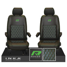 Load image into Gallery viewer, New VW Transporter T6.1, T6, T5.1 Front 1+1 Bentley Diamond Quilt Tailored Leatherette Seat Covers Black Fits Panel Van &amp; Kombi
