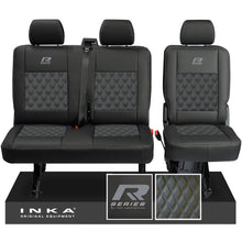 Load image into Gallery viewer, New VW Transporter T6.1, T6, T5.1 Rear 2+1 Bentley Diamond Quilt Tailored Leatherette Seat Covers Black Fits Panel Van &amp; Kombi
