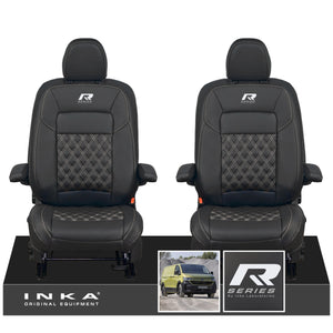 New VW Transporter T7 Panel Van INKA Front Bentley Leatherette Tailored Seat Cover Set Black MY25 Onwards