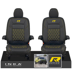 New VW Transporter T7 Panel Van INKA Front Bentley Leatherette Tailored Seat Cover Set Black MY25 Onwards