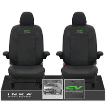 Load image into Gallery viewer, New VW Transporter T7 Panel Van INKA Front Set Tailored Waterproof Seat Covers Black MY25 Onwards - CV Professional Embroidery
