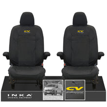 Load image into Gallery viewer, New VW Transporter T7 Panel Van INKA Front Set Tailored Waterproof Seat Covers Black MY25 Onwards - CV Professional Embroidery
