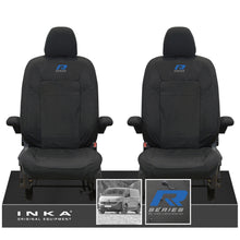 Load image into Gallery viewer, New VW Transporter T7 Panel Van INKA Front Set Tailored Waterproof Seat Covers Black MY25 Onwards - R-Series Embroidery
