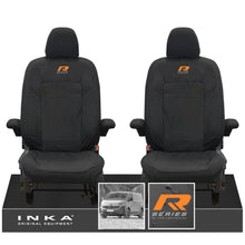 Load image into Gallery viewer, New VW Transporter T7 Panel Van INKA Front Set Tailored Waterproof Seat Covers Black MY25 Onwards - R-Series Embroidery
