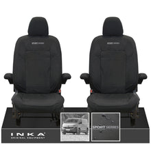 Load image into Gallery viewer, New VW Transporter T7 Panel Van INKA Front Set Tailored Waterproof Seat Covers Black MY25 Onwards - Sport-Series Embroidery
