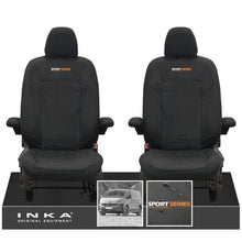 Load image into Gallery viewer, New VW Transporter T7 Panel Van INKA Front Set Tailored Waterproof Seat Covers Black MY25 Onwards - Sport-Series Embroidery
