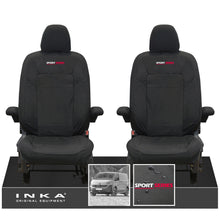 Load image into Gallery viewer, New VW Transporter T7 Panel Van INKA Front Set Tailored Waterproof Seat Covers Black MY25 Onwards - Sport-Series Embroidery
