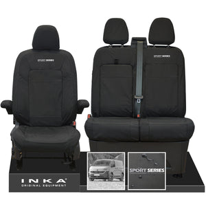 New VW Transporter T7 Panel Van INKA Front Set Tailored Waterproof Seat Covers Black MY25 Onwards
