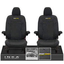 Load image into Gallery viewer, New VW Transporter T7 Panel Van INKA Front Set Tailored Waterproof Seat Covers Black MY25 Onwards - Sport-Series Embroidery
