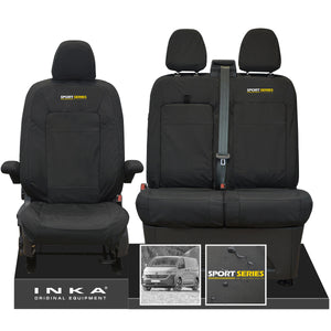 New VW Transporter T7 Panel Van INKA Front Set Tailored Waterproof Seat Covers Black MY25 Onwards