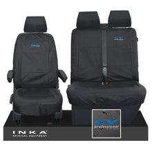 Load image into Gallery viewer, VW Transporter Shuttle T6.1, T6 Front 1+2 Tailored Waterproof Seat Covers Black MY-15-23 - CV Professional Embroidery
