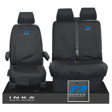 Load image into Gallery viewer, VW Transporter Shuttle T6.1, T6 Front 1+2 Tailored Waterproof Seat Covers Black MY-15-23 - R-Series Embroidery
