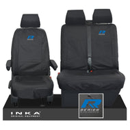 VW Transporter Shuttle T6.1, T6 Front 1+2 Tailored Waterproof Seat Covers Black MY-15-23 - R-Series Embroidery
