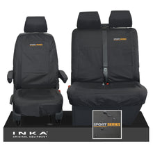 Load image into Gallery viewer, VW Transporter Shuttle T6.1, T6 Front 1+2 Tailored Waterproof Seat Covers Black MY-15-23 - Sport-Series Embroidery
