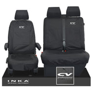 VW Transporter Shuttle T6.1, T6 Front 1+2 Tailored Waterproof Seat Covers Black MY-15-23 - CV Professional Embroidery