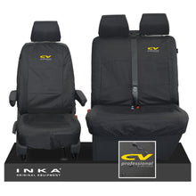 Load image into Gallery viewer, VW Transporter Shuttle T6.1, T6 Front 1+2 Tailored Waterproof Seat Covers Black MY-15-23 - CV Professional Embroidery
