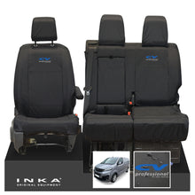 Load image into Gallery viewer, Vauxhall Opel Vivaro INKA Front 1+2 Tailored Waterproof Seat Covers Black MY19 to present - CV Professional Embroidery

