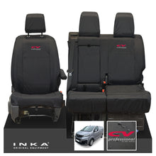 Load image into Gallery viewer, Vauxhall Opel Vivaro INKA Front 1+2 Tailored Waterproof Seat Covers Black MY19 to present - CV Professional Embroidery
