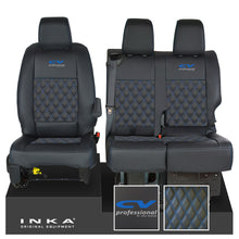 Load image into Gallery viewer, Vauxhall Vivaro MK3 INKA Bentley Diamond Quilt Leatherette Front 1+2 Tailored Seat Covers Black MY19 To Present - CV Professional Embroidery
