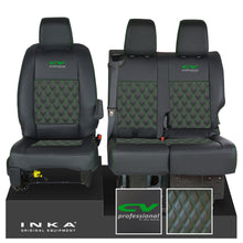 Load image into Gallery viewer, Vauxhall Vivaro MK3 INKA Bentley Diamond Quilt Leatherette Front 1+2 Tailored Seat Covers Black MY19 To Present - CV Professional Embroidery
