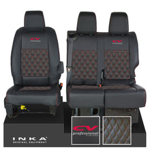 Load image into Gallery viewer, Vauxhall Vivaro MK3 INKA Bentley Diamond Quilt Leatherette Front 1+2 Tailored Seat Covers Black MY19 To Present - CV Professional Embroidery
