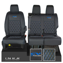 Load image into Gallery viewer, Vauxhall Vivaro MK3 INKA Bentley Diamond Quilt Leatherette Front 1+2 Tailored Seat Covers Black MY19 To Present - CV Racing Embroidery
