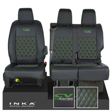 Load image into Gallery viewer, Vauxhall Vivaro MK3 INKA Bentley Diamond Quilt Leatherette Front 1+2 Tailored Seat Covers Black MY19 To Present - CV Racing Embroidery
