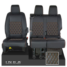 Load image into Gallery viewer, Vauxhall Vivaro MK3 INKA Bentley Diamond Quilt Leatherette Front 1+2 Tailored Seat Covers Black MY19 To Present - Plain Embroidery
