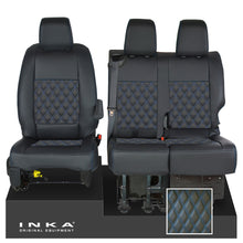 Load image into Gallery viewer, Vauxhall Vivaro MK3 INKA Bentley Diamond Quilt Leatherette Front 1+2 Tailored Seat Covers Black MY19 To Present - Plain Embroidery
