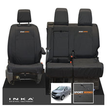 Load image into Gallery viewer, Vauxhall Opel Vivaro INKA Front 1+2 Tailored Waterproof Seat Covers Black MY19 to present - Sport-Series Embroidery
