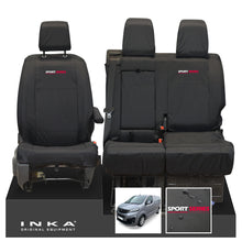 Load image into Gallery viewer, Vauxhall Opel Vivaro INKA Front 1+2 Tailored Waterproof Seat Covers Black MY19 to present - Sport-Series Embroidery
